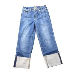 Wonderly Women's Size 6‎ High Rise Straight Denim Jeans Medium Wash cuff